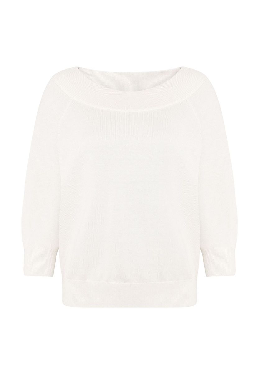 Eleganter Strickpullover mit Carmenausschnitt