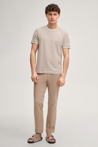 Joop! T-Shirt Jose Beige mit Streifenbesatz Baumwollmischung