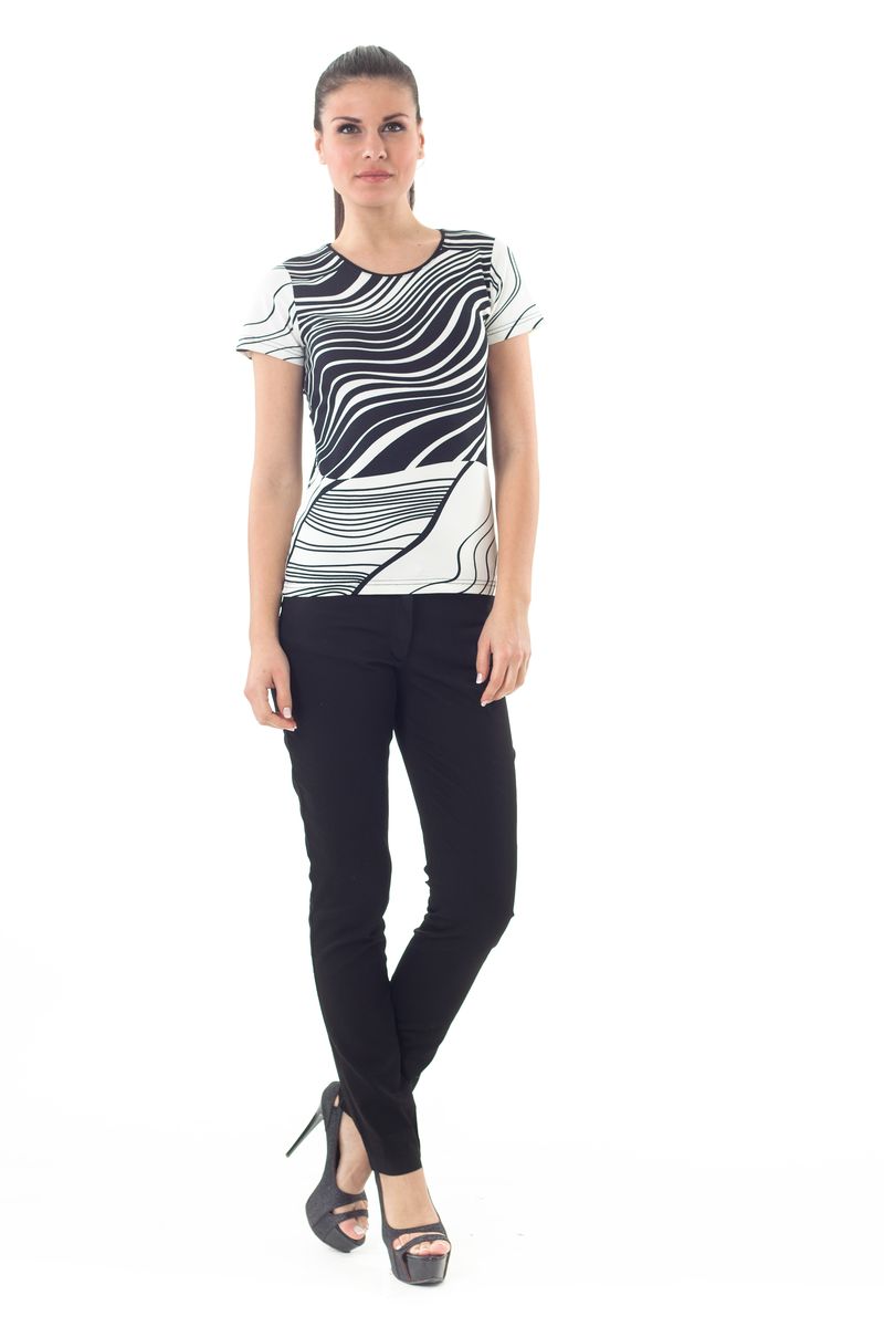 Rundhalsausschnitt-Top mit abstraktem Print