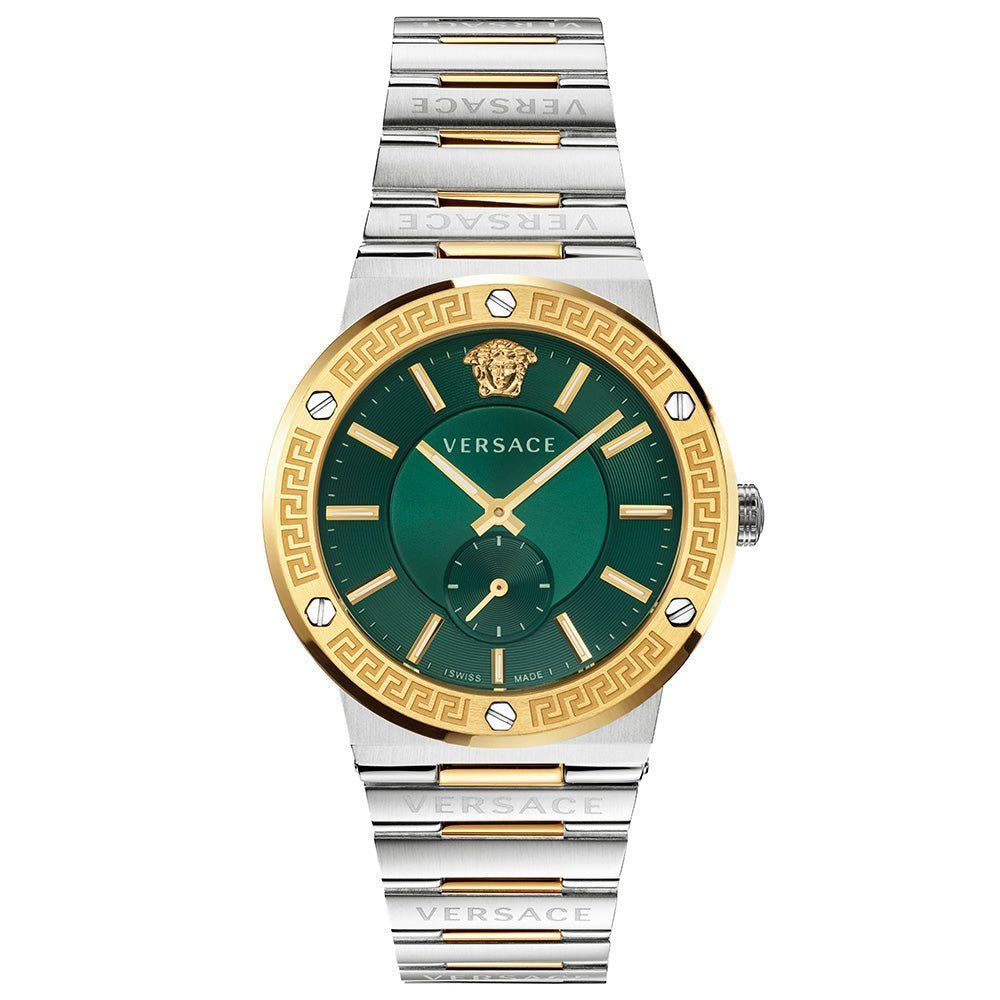 Zweifarbige Uhr mit Grünem Zifferblatt
