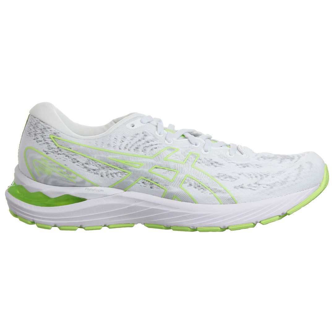 Weißer Laufschuh mit Neon Akzenten