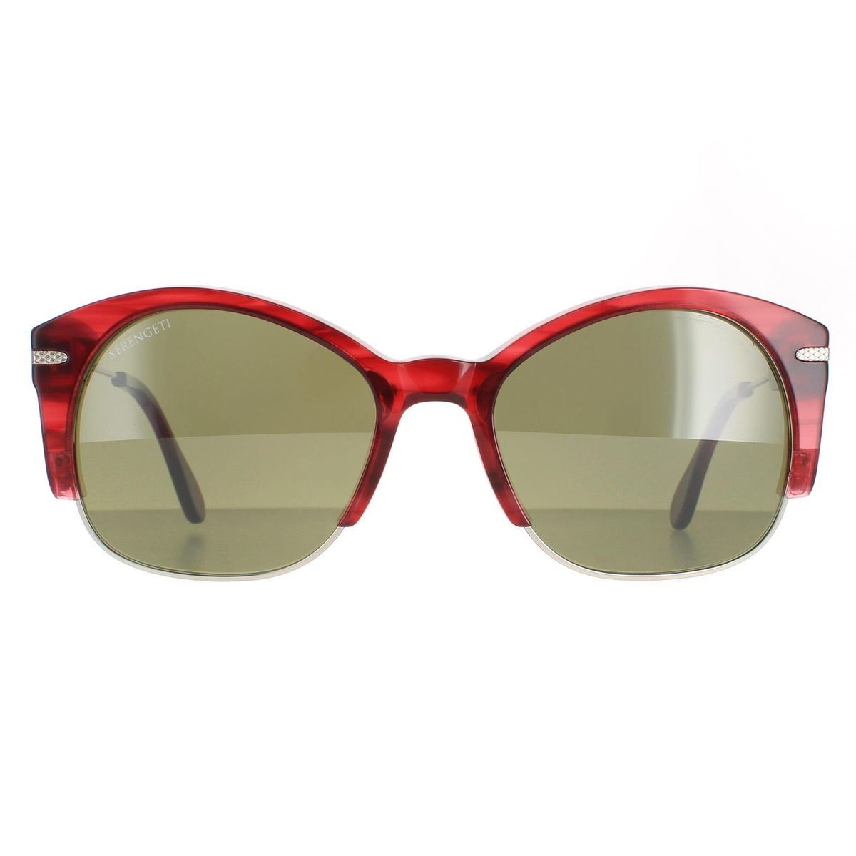 Serengeti Semi Rimless Womens Silber Rot Streaky Polarisiert Grün 555nm Vinita