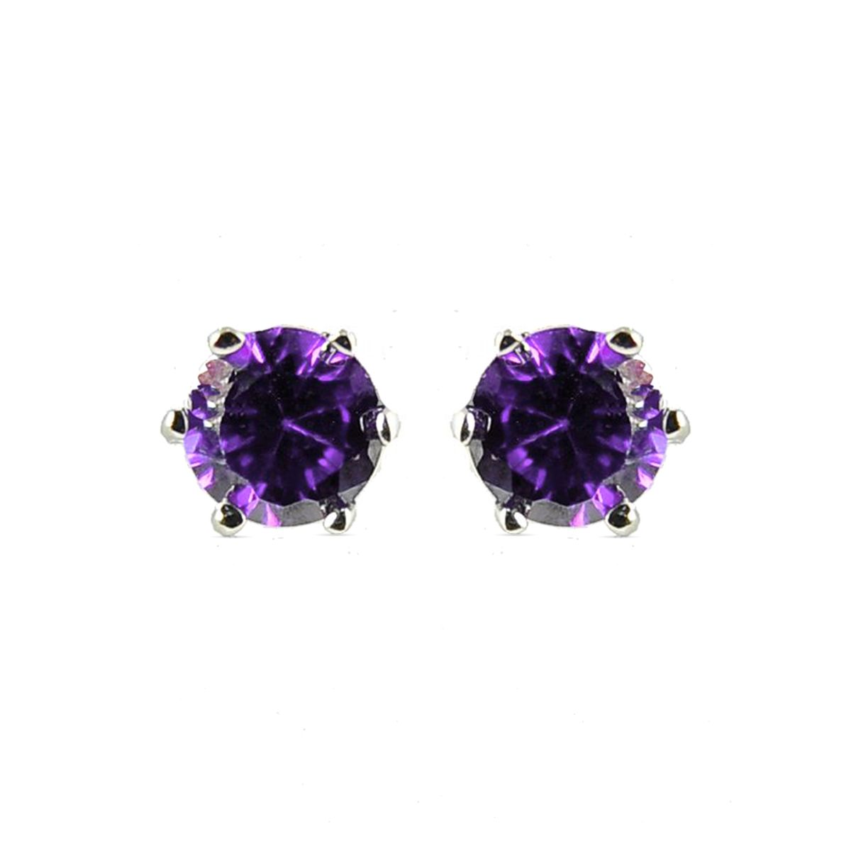 Amethyst-Zirkonia Rundschliff Ohrstecker
