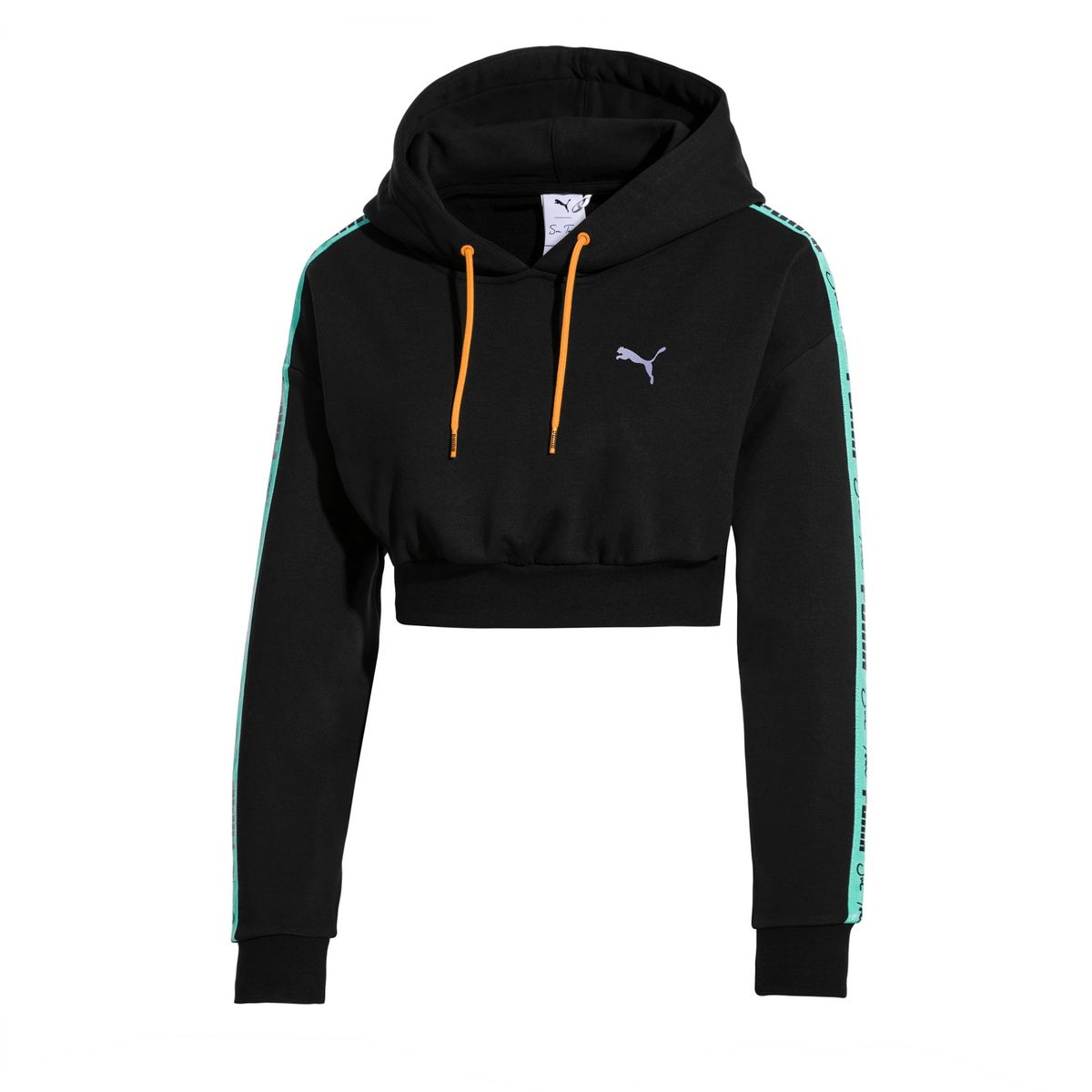 Cropped Hoodie mit Logo-Bandbesatz