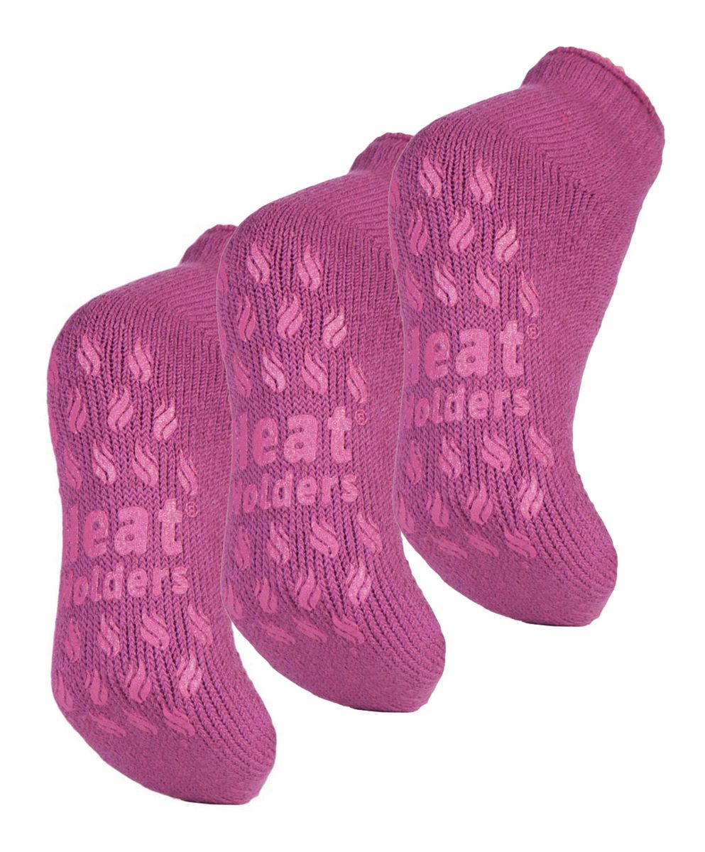 Heat Holders - 3 Paar Multipack Damen Knöchel Slipper Socken mit Gripper - Mid Pink