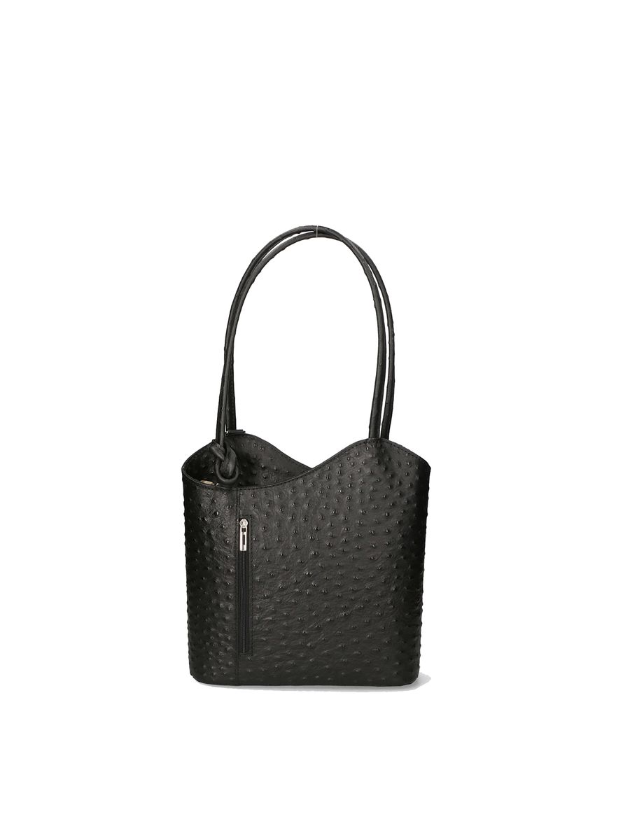 Wandelbare Straußenleder Rucksack Handtasche
