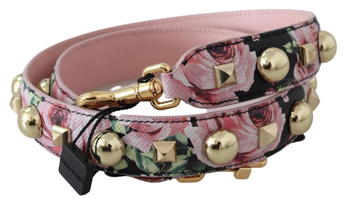 Leder-Schulterriemen mit Blumenmuster und Nieten