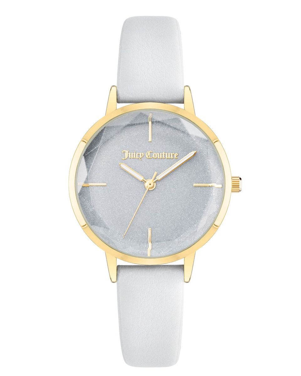 Elegante Goldfarbene Uhr mit Silbernem Zifferblatt