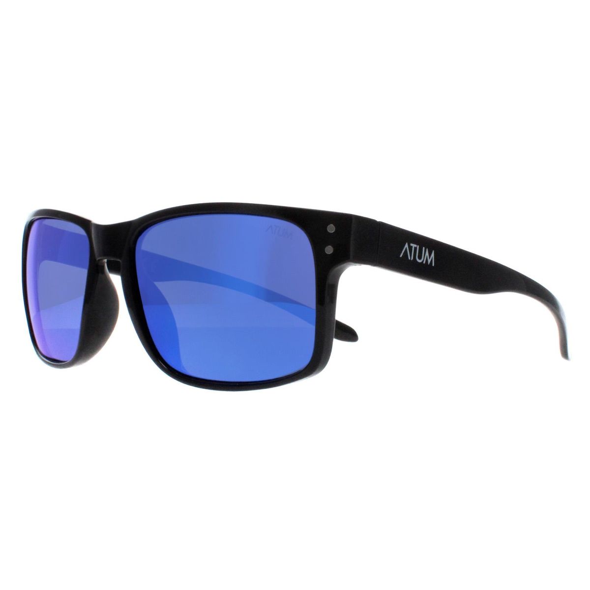 Klassische rechteckige Sonnenbrille mit blauer Verspiegelung