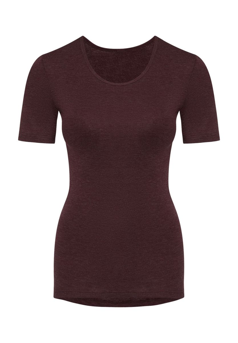 Figurbetontes einfarbiges Rundhals-T-Shirt