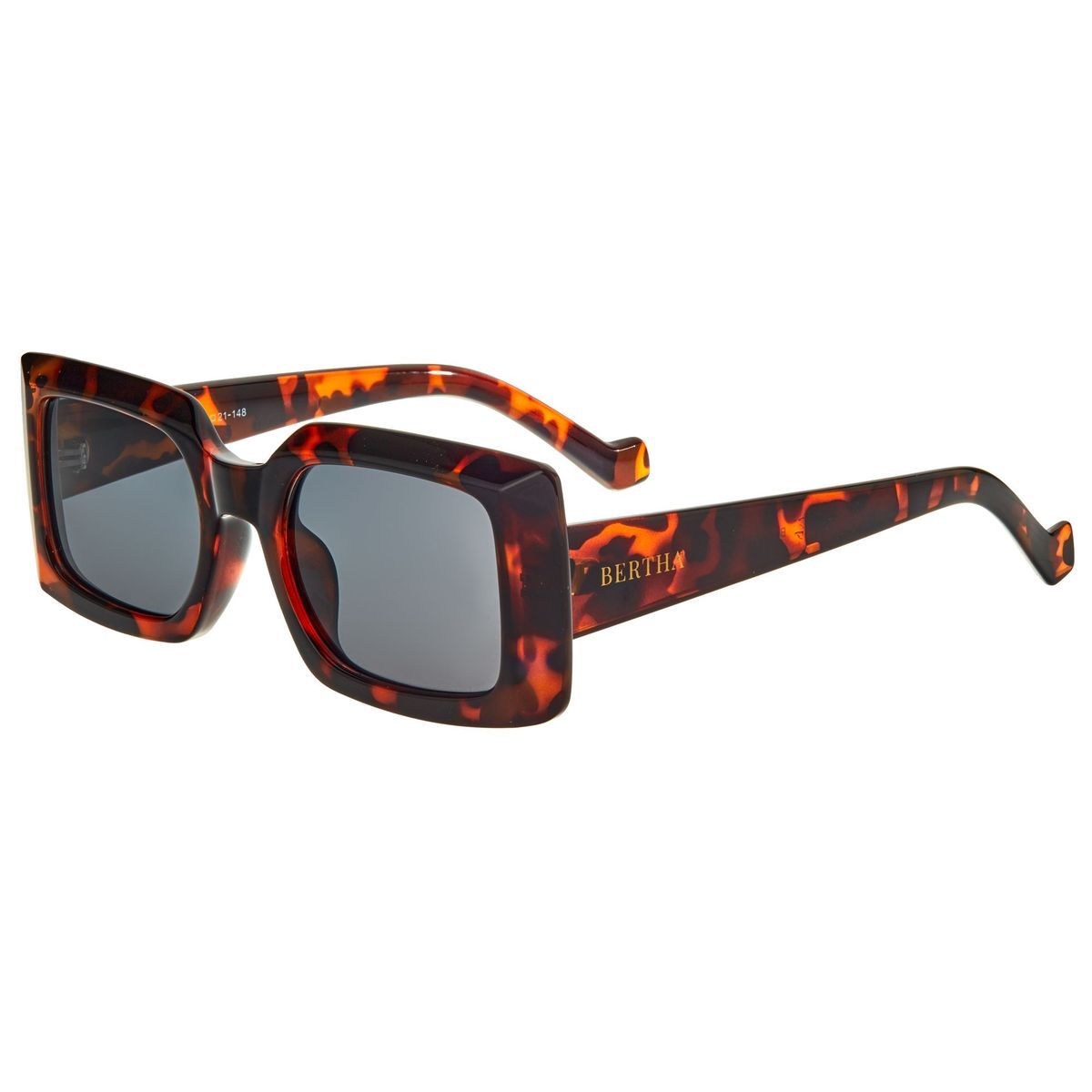 Polarisierte rechteckige Sonnenbrille in Schildpattoptik