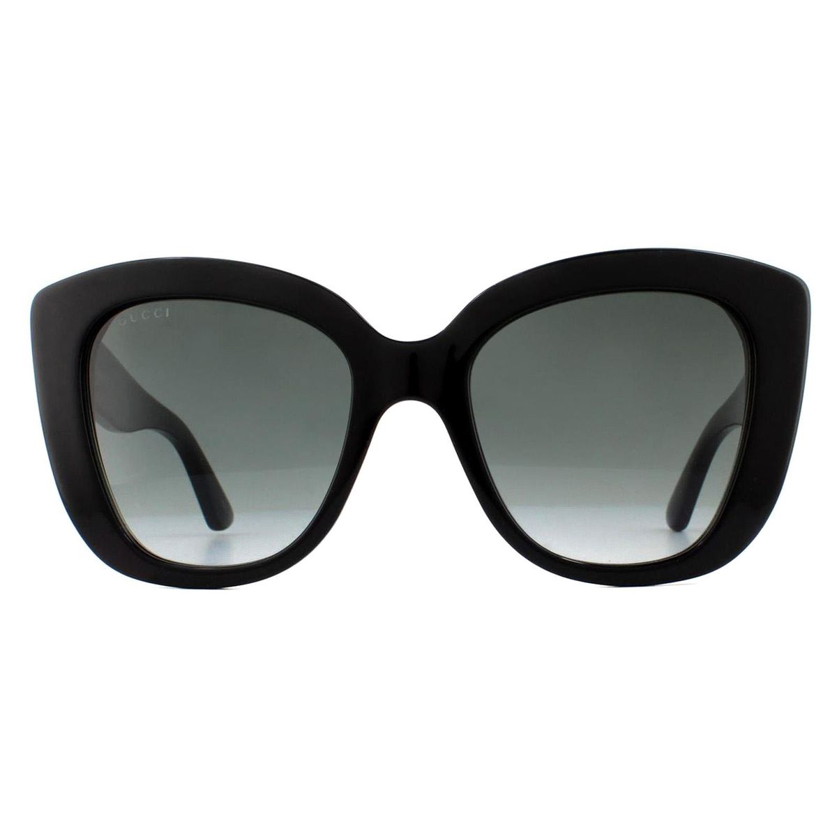 Schwarze Cat-Eye-Sonnenbrille mit grauem Verlauf
