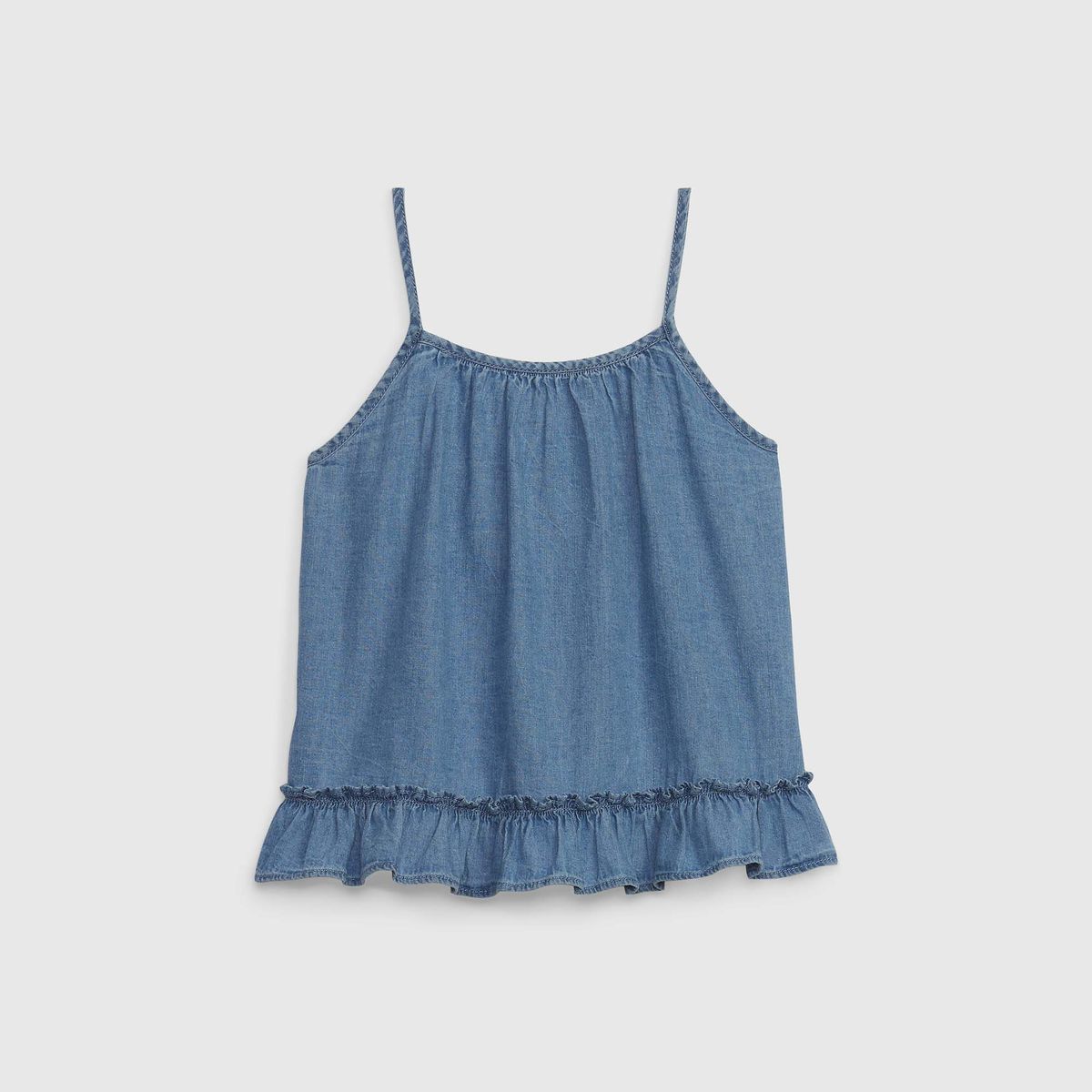 Jeans-Cami-Top mit Rüschensaum