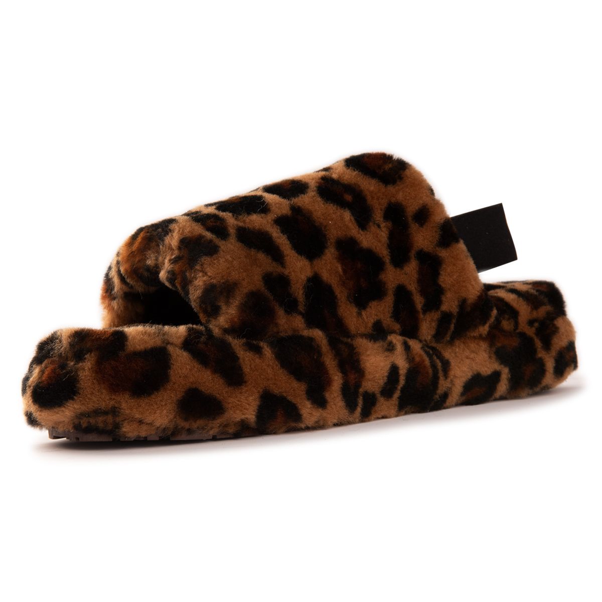 Leopardenmuster Schaffell Flauschige Pantoletten Sandale