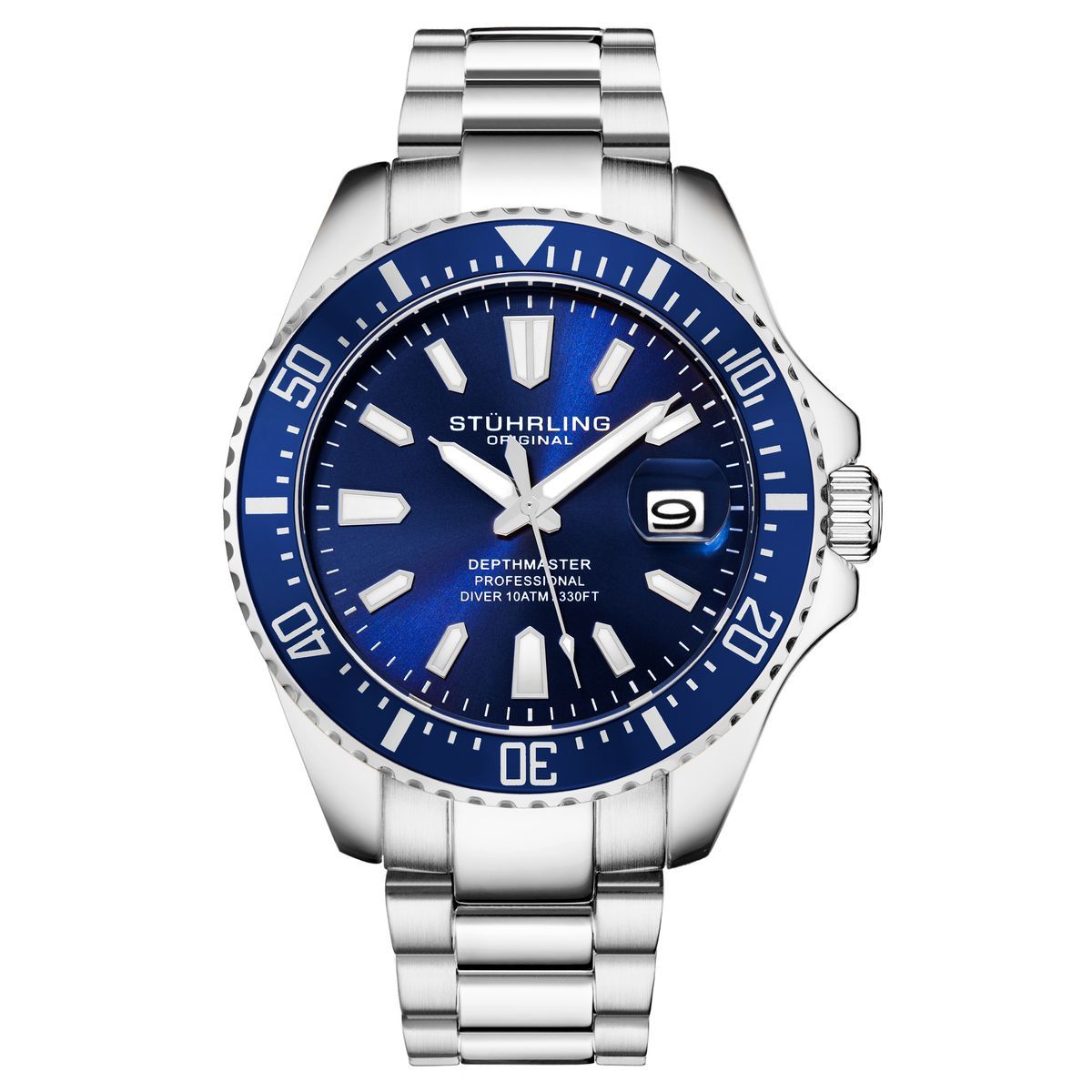 Taucheruhr mit blauem Zifferblatt aus Edelstahl