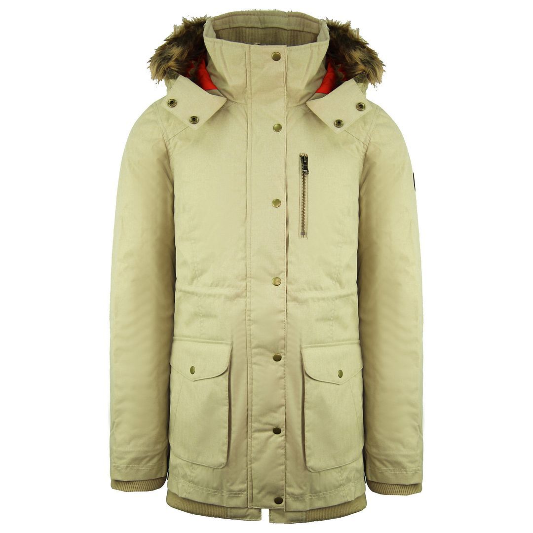 Beiger Parka mit Kunstfellkapuze