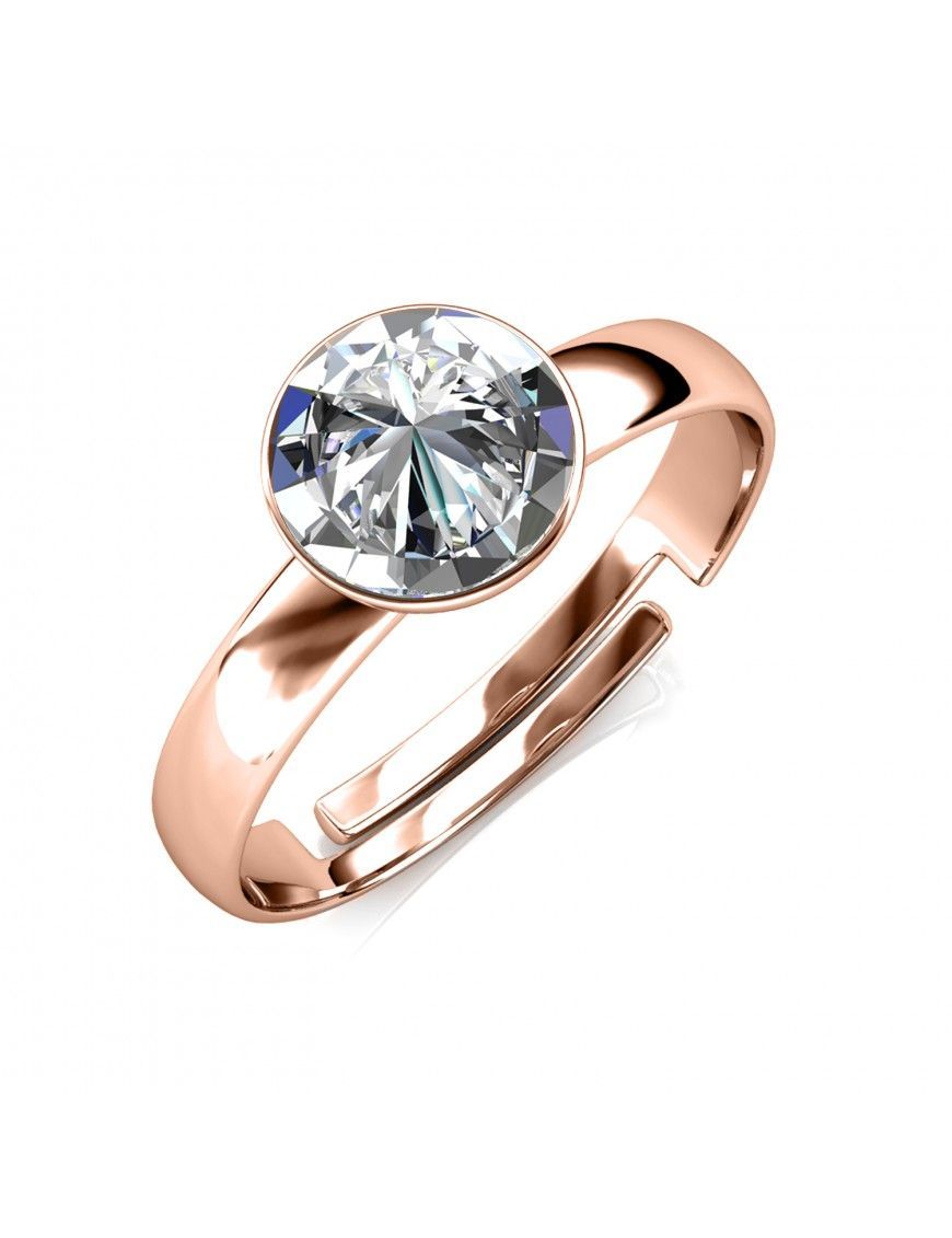 Eleganter Kristallring in Roségold