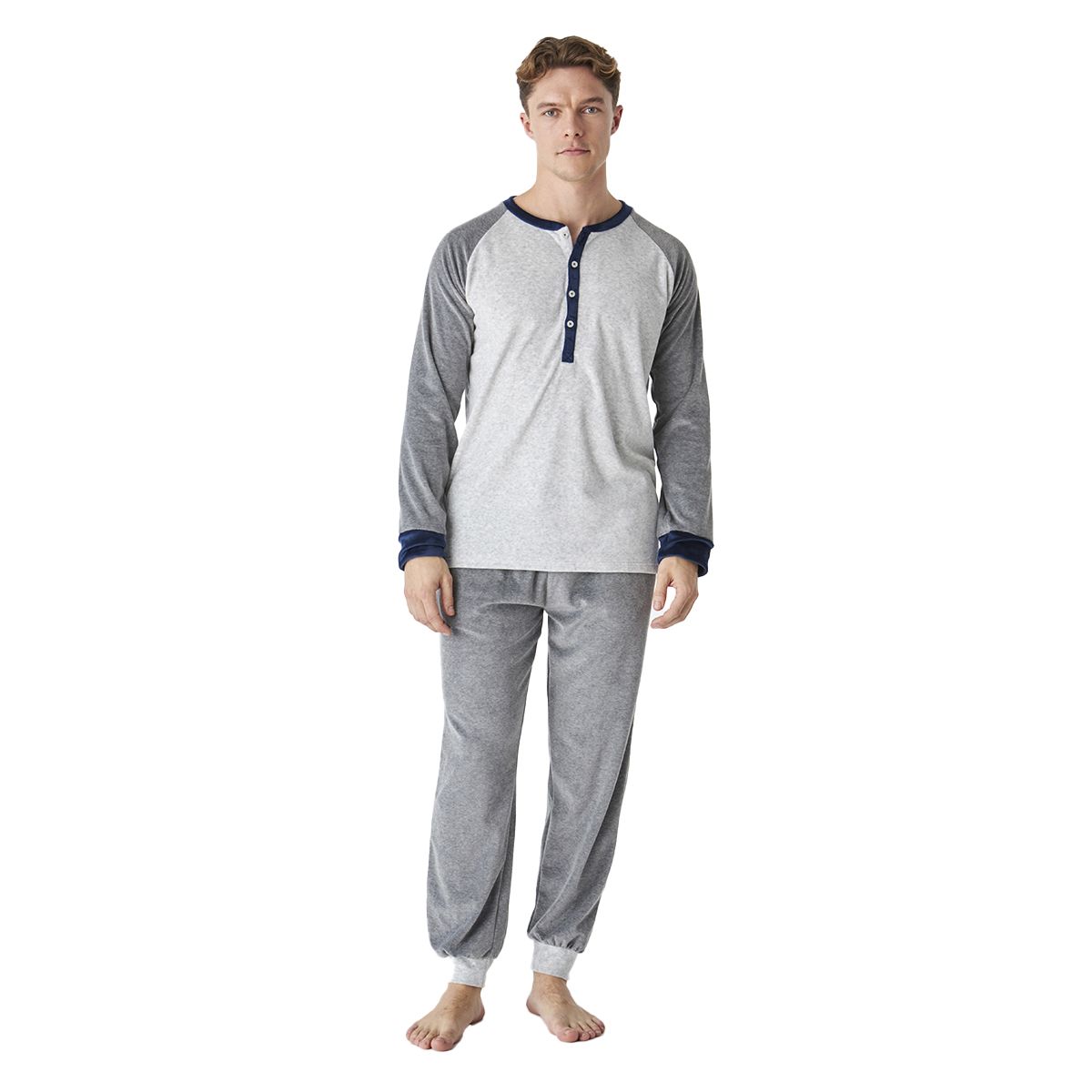 Herren-Samtpyjama-Set mit langen Ärmeln