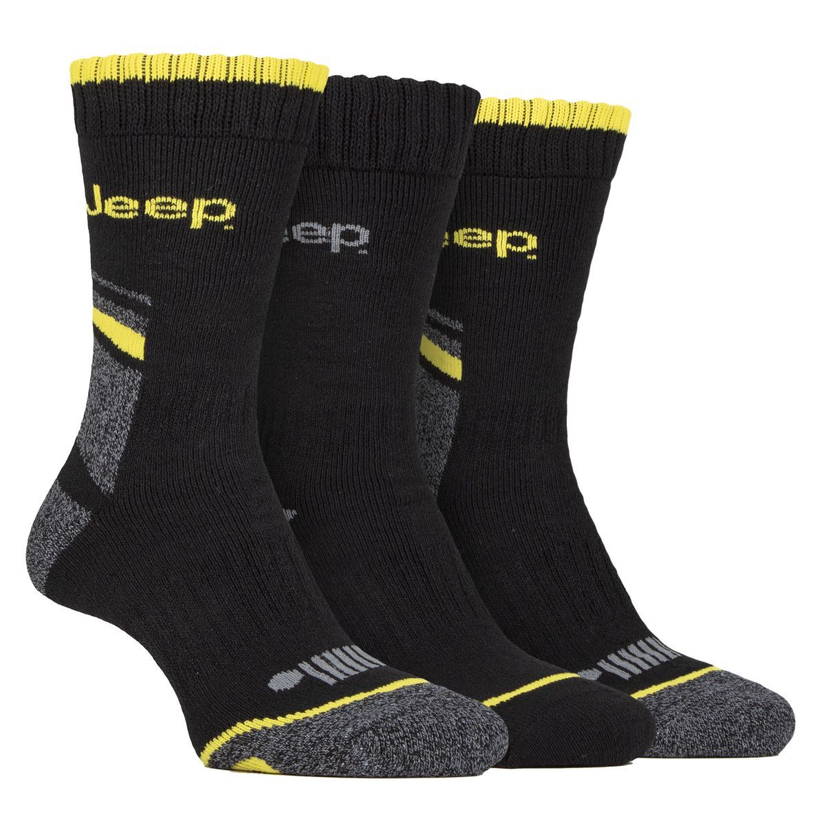 Herren Heavy Duty Work Socken mit Arch Support | Jeep | Full Cushion High Performance Cotton Boot Socken mit verstärkter Ferse und Spitze - Schwarz / Charcoal