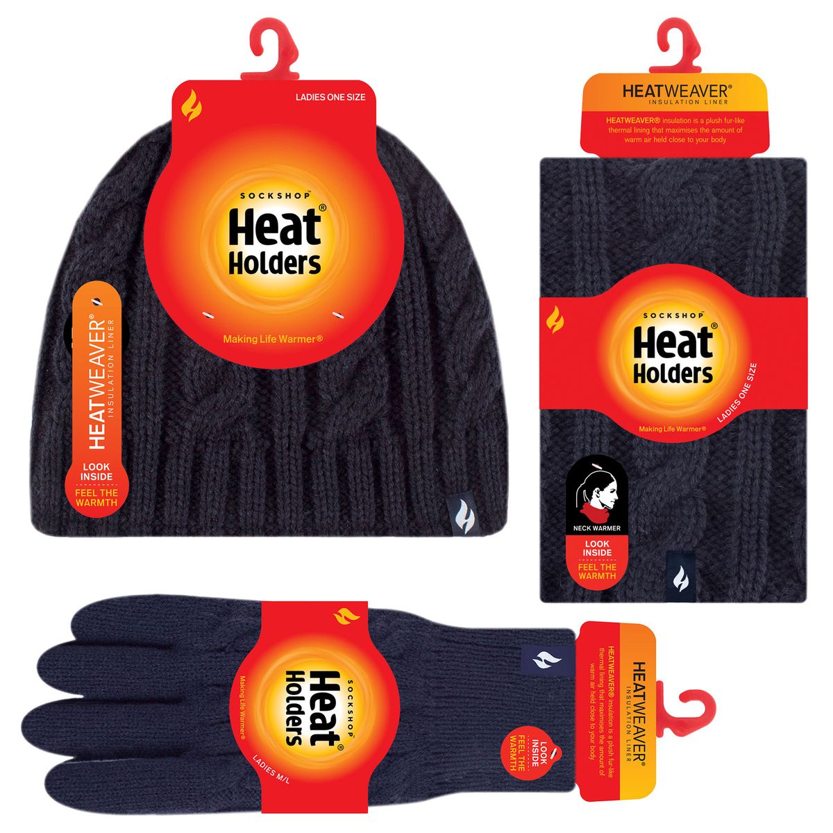 Thermisches Zopfstrick-Winter-Set