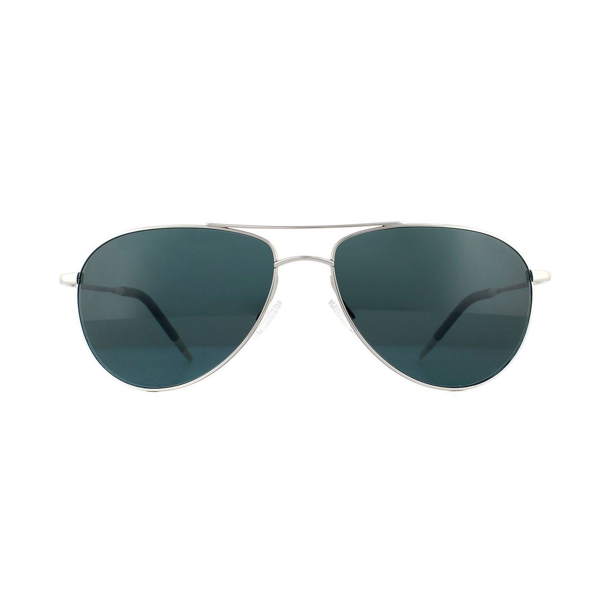 Aviator Sonnenbrille Silberrahmen blaue Gläser