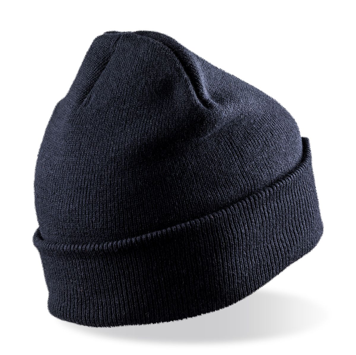 Gerippte Strickmütze mit Patch