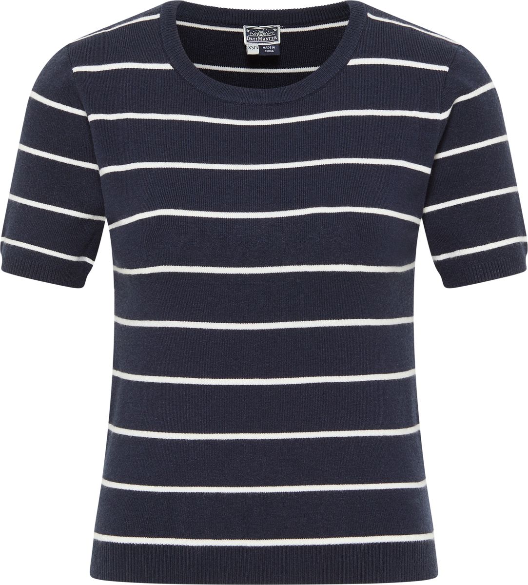 Dreimaster Kurzarm-Pullover Damen Marine Wollweiss