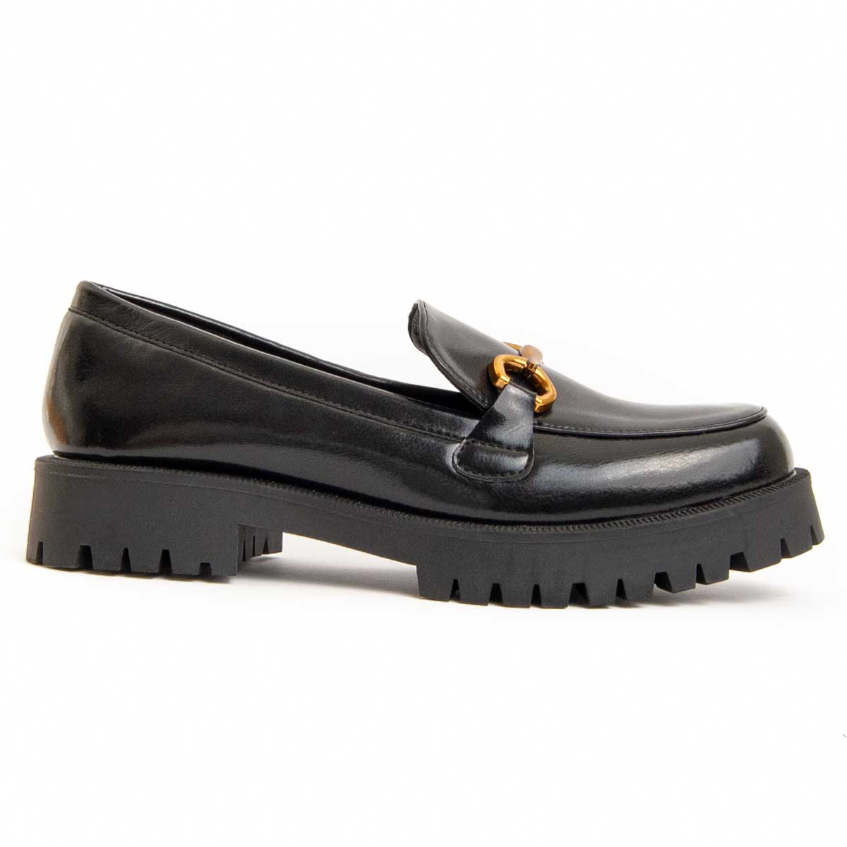 Schwarzer Klobiger Loafer mit Hardware