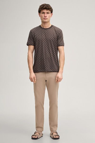 Joop! Cornflower Victormanuel Dunkelbraunes T-Shirt mit Monogrammmuster aus Baumwollmischung