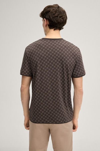 Joop! Cornflower Victormanuel Dunkelbraunes T-Shirt mit Monogrammmuster aus Baumwollmischung