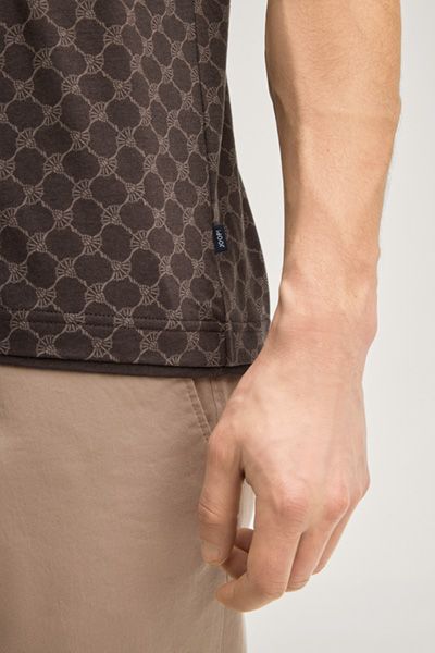 Joop! Cornflower Victormanuel Dunkelbraunes T-Shirt mit Monogrammmuster aus Baumwollmischung