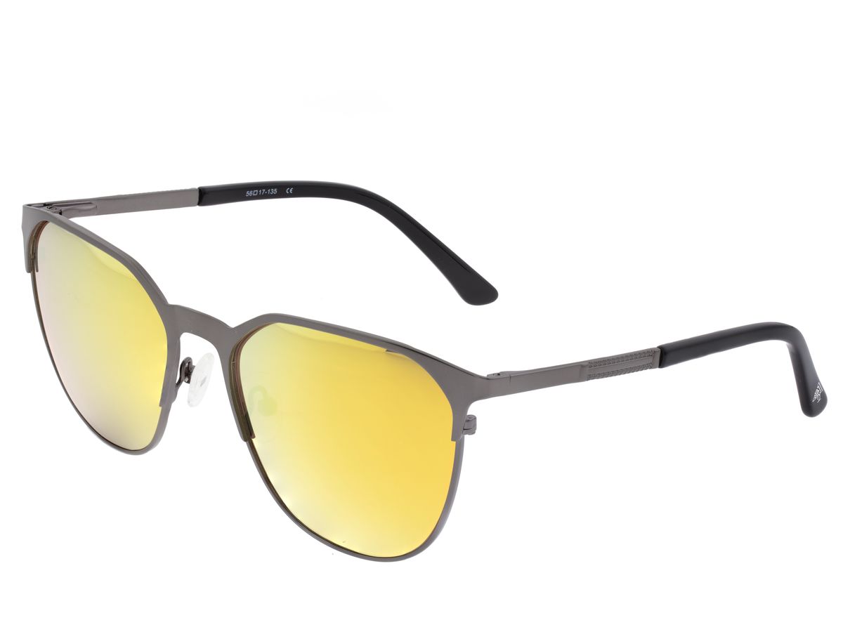 Moderne Sonnenbrille mit Metallrahmen und goldenen Gläsern