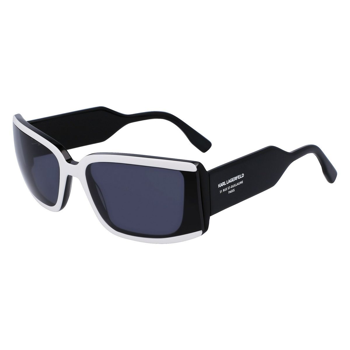 Moderne, rechteckige Sonnenbrille in Schwarz und Weiß