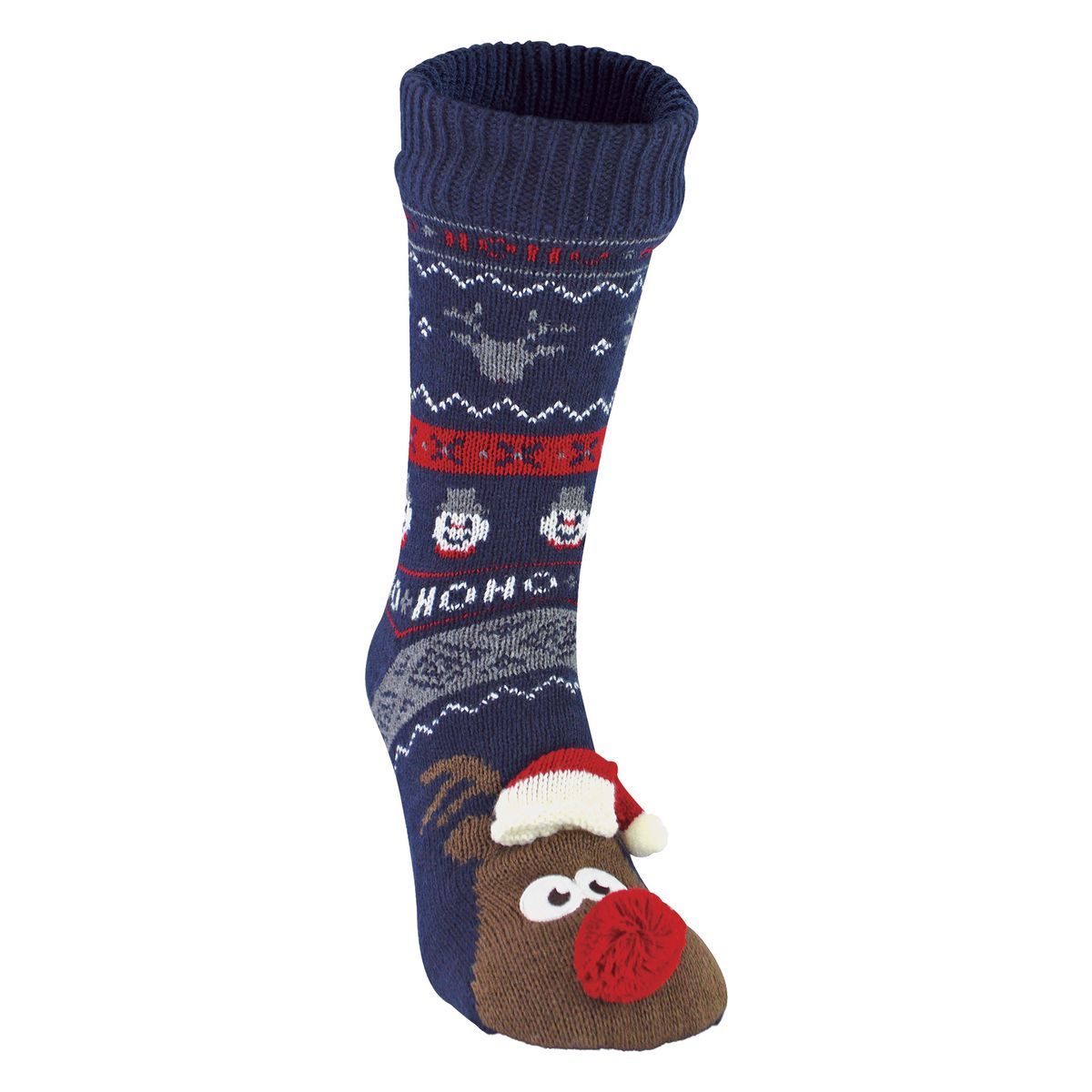 Herren Thermo Rudolph Weihnachtsfleece gefütterte Hausschuhe Winter Socken