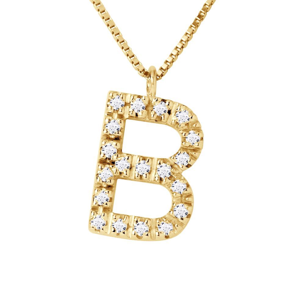 Diamant-Anhänger Halskette Initial B