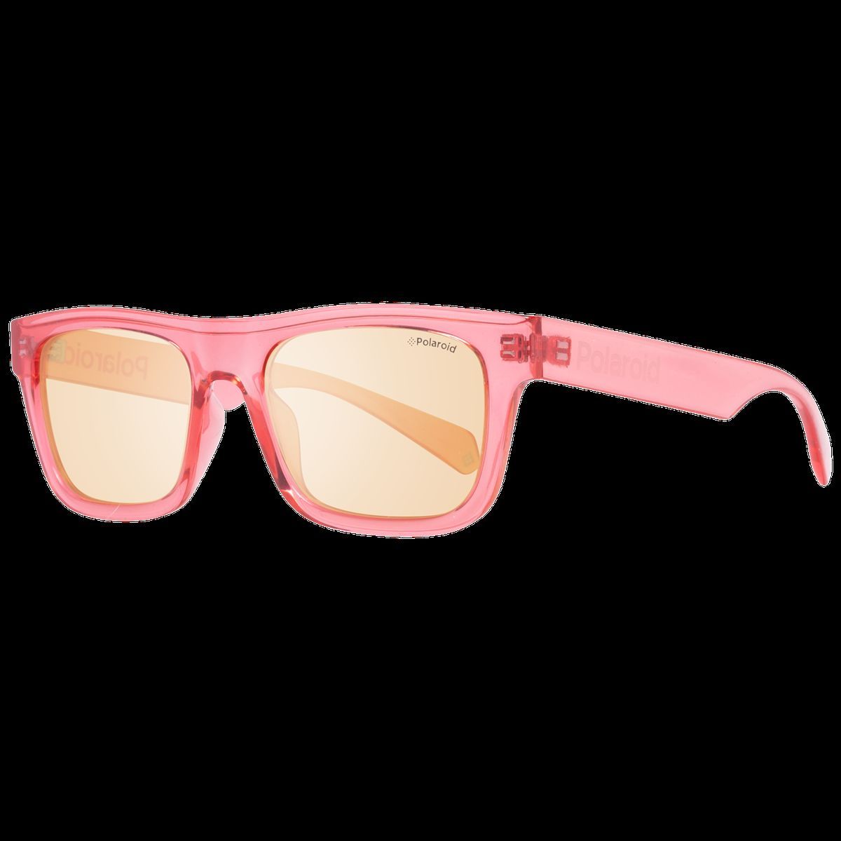 Rechteckige Pinke Sonnenbrille mit Gelben Gläsern