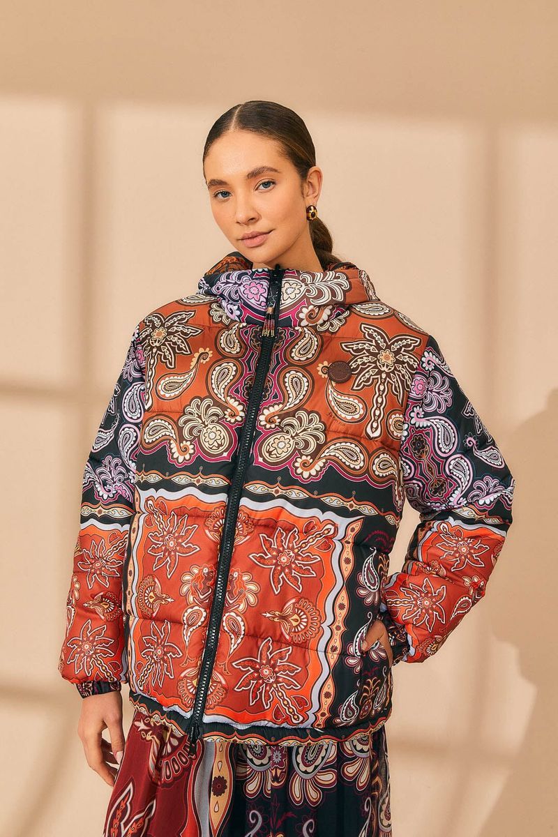Wendbare Pufferjacke mit Paisley-Muster