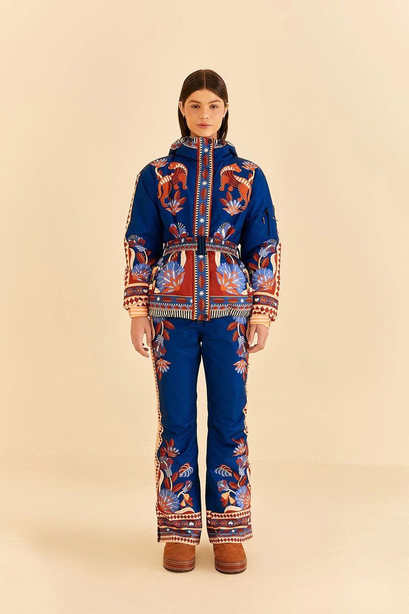 Blaue gemusterte isolierte Skihose