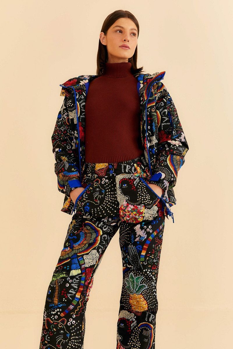 Skihose mit tropischem Print