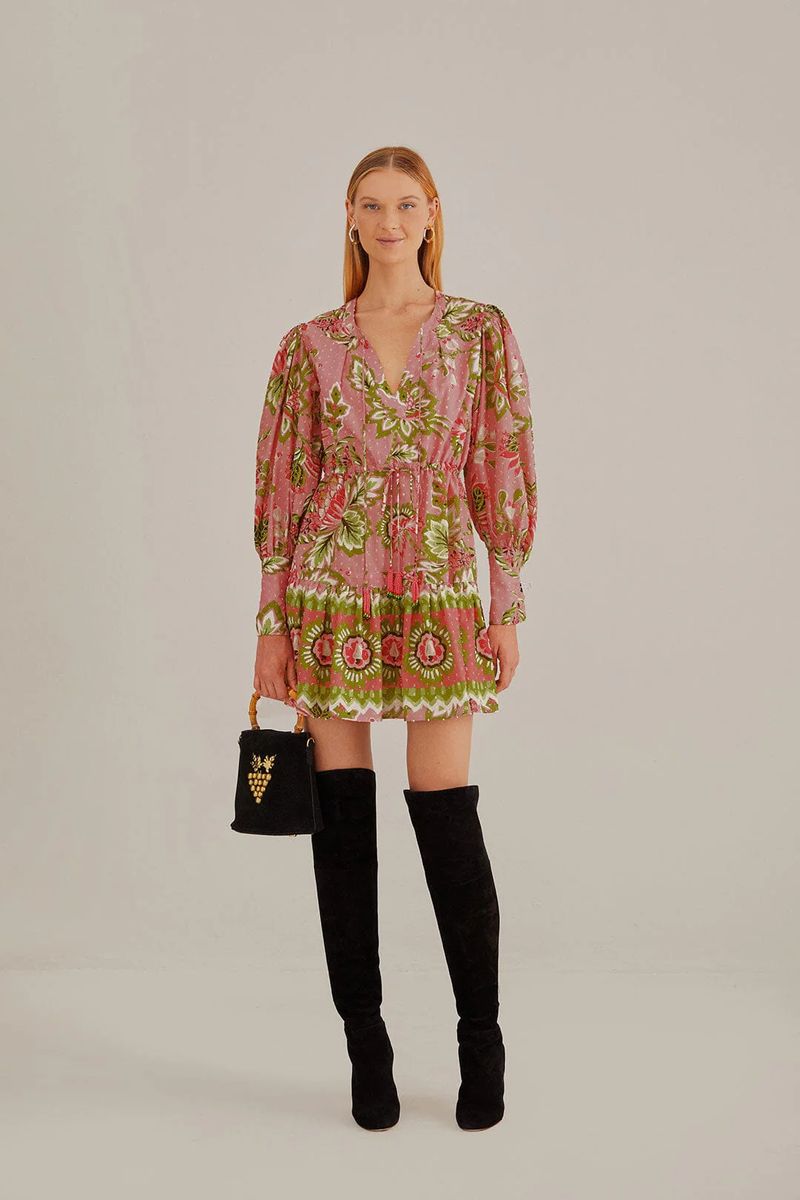 Mini-Kleid aus Baumwolle mit Blumendruck
