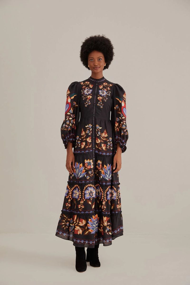 Mehrlagiges Maxikleid mit Blumendruck