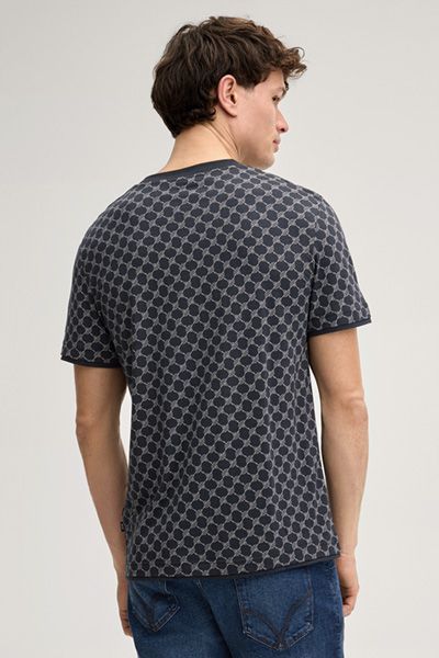 Joop! Cornflower T-Shirt Victormanuel Marineblau Monogramm Muster Rundhalsausschnitt