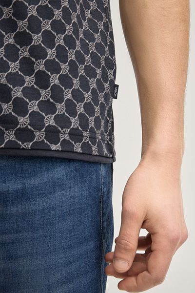 Joop! Cornflower T-Shirt Victormanuel Marineblau Monogramm Muster Rundhalsausschnitt