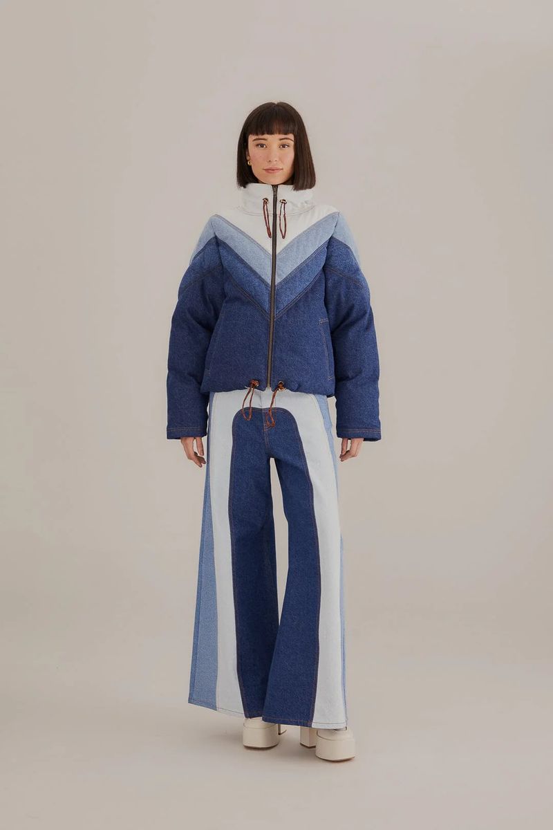 Weite Patchwork-Jeanshose