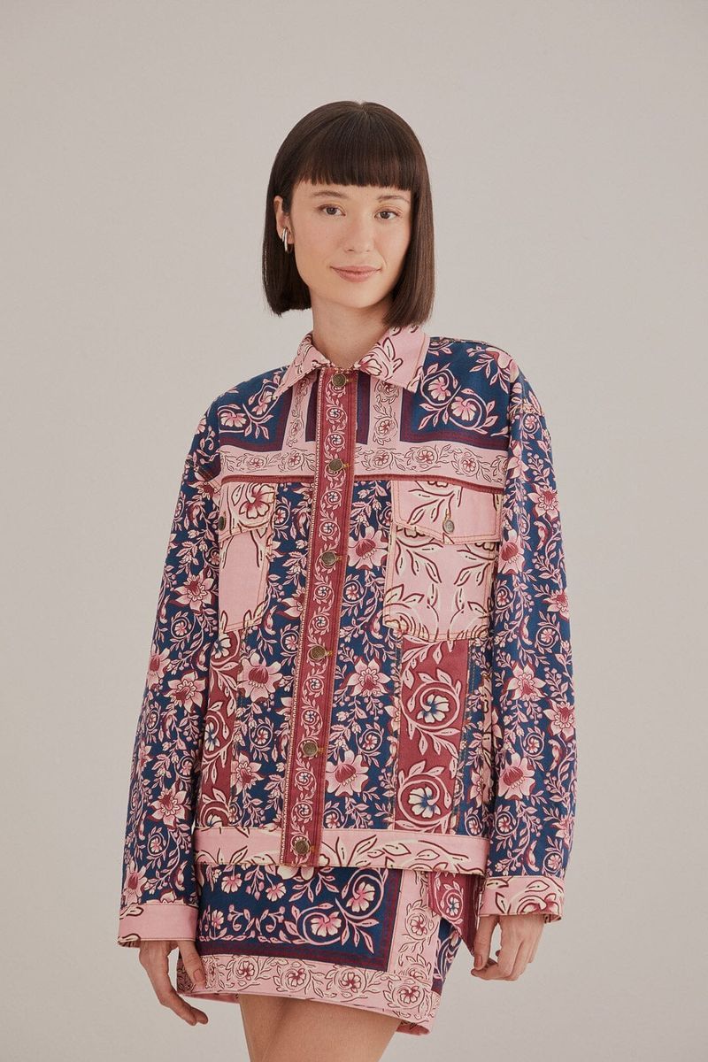 Blumenmuster Patchwork Baumwolljacke