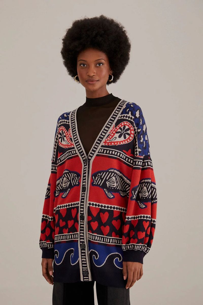 Strickjacke mit gemischten Mustern