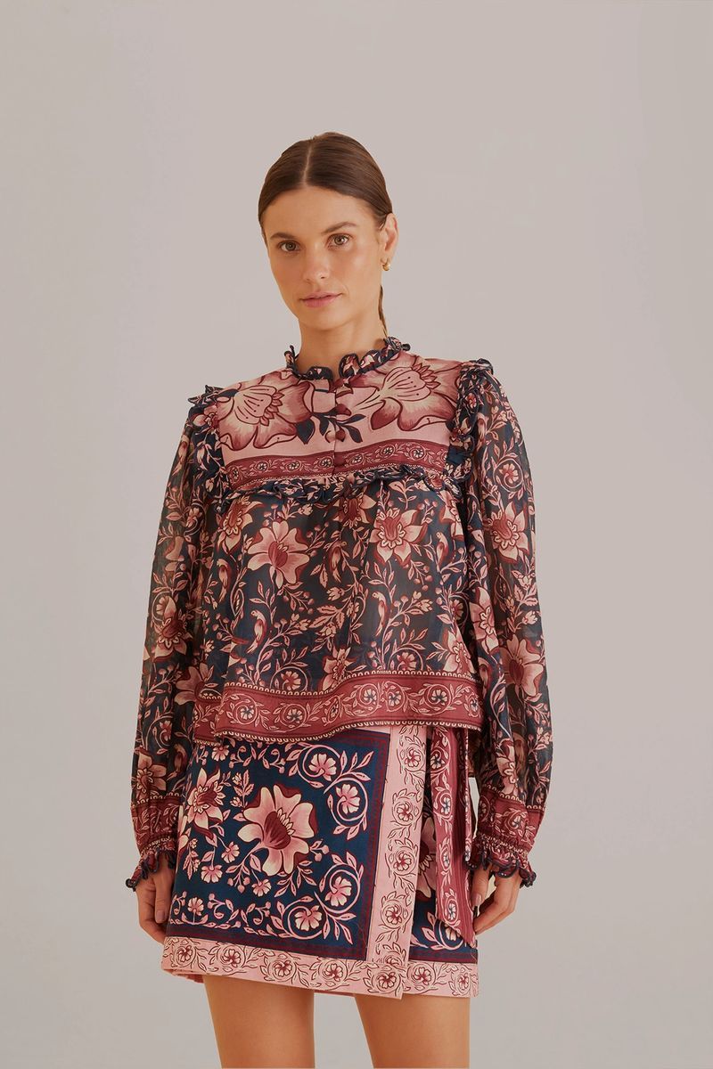 Langärmelige Bluse mit Blumendruck