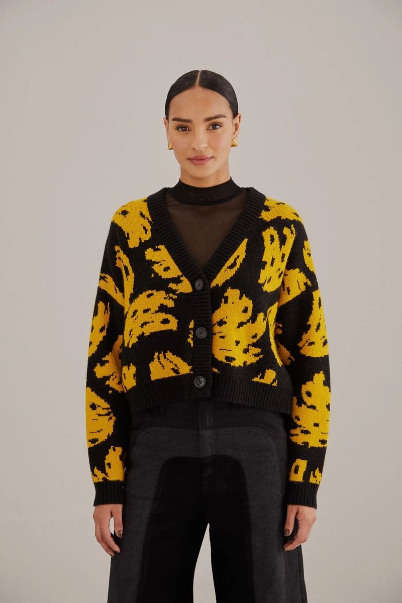 Bossa Strickjacke mit Bananenmuster