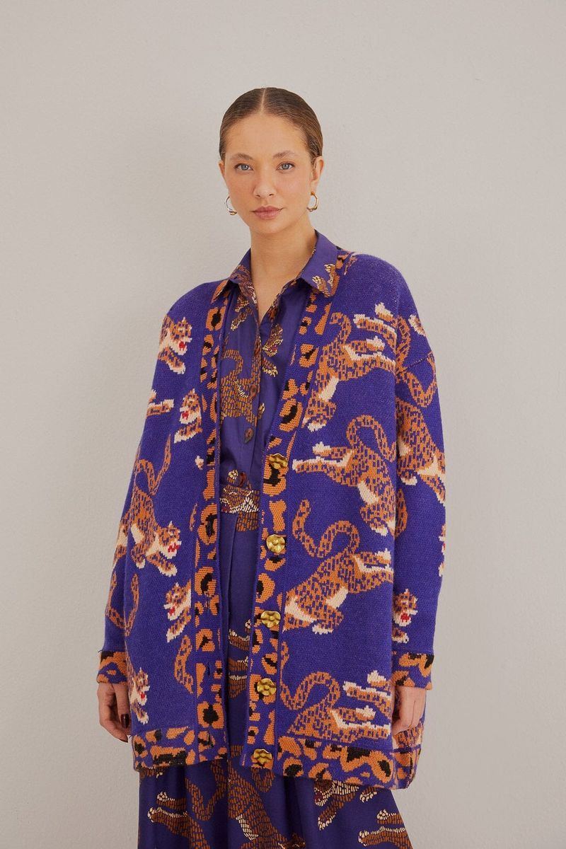 Strickjacke mit Leopardenmuster