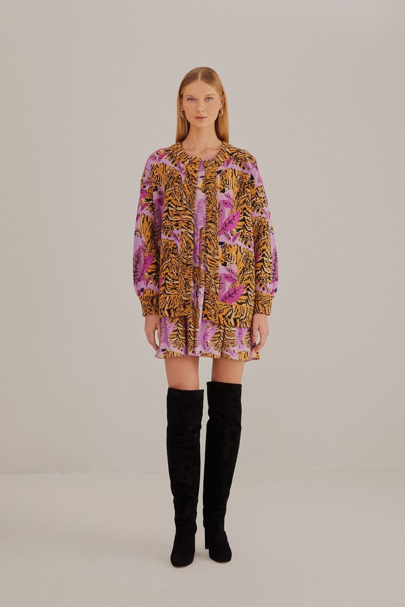 Mini-Kleid mit Tigerprint und Rüschen